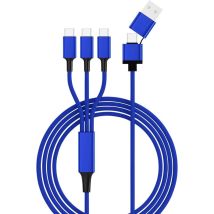 Câble de charge USB 2.0 – 1,20 m – USB-A mâle, USB-C mâle (x3) – Chargeur USB – Bleu
