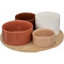 Snack-Servierset, Bambustablett, 5-teilig