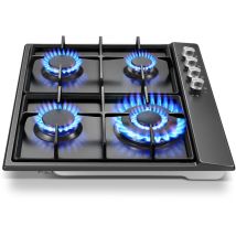 Sndoas - Plaque De Cuisson À Gaz 4 Feux, Avec Sécurité Thermocouple, Compatible Gaz Naturel Ou Propane, Panneau Émaillé Noir, 8,06 Kw, 220-240 V