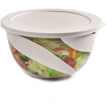Insalatiera Colore Bianco, Ciotola Insalata, Insaltiera Con Coperchio, 5 lt, Made in Italy, Bpa Free - Snips