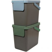 Set 2 Pattumiere Differenziata, Pattumiere da Cucina 2 x 25 litri, Bidoni Differenziata Impilabili 26 x 36 x 43 cm, Colore Grigio, Made in Italy.