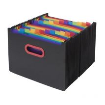 Rainbow and Black Desk Expander Polypropylene A4 24 Part Black - Black - Snopake