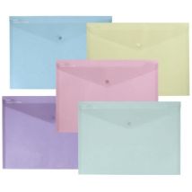 Snopake ReBorn Popper Wallet A4 Pastel Pack of 5