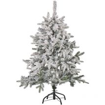 Artificial Christmas Tree White Snow Flocked Black Metal Stand 120 cm Tomichi