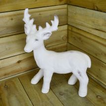 Snow Flocked Standing Reindeer With Iridescent Finnish 48cm