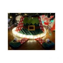 Snowtime 60cm Elf Tree Skirt Collar / Base Cover with Led Lights and Timer