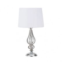 Cebrano – Lampe à poser – Abat-jour textile blanc – Cadre métal chromé – 55x30x30 cm