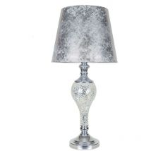 Tegaluxe - Sobremesa cromo mosaico espejo led interior pantalla pan de plata