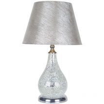 Sobremesa cromo mosaico espejo led interior pantalla plata jaspeada