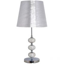 Tegaluxe - Sobremesa cromo tres bolas mosaico espejo pantalla plata jaspeada 1xE27