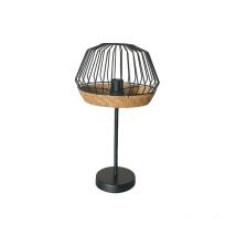 Hugo - Sobremesa 1xe27 negro/natural 46x25x25cm c/metal y rattan