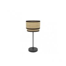 Senko - Sobremesa con pantalla de tela modelo Roque Natural/negro fabrilamp