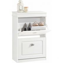SoBuy 2 Drawers Shoe Cabinet Shoe Rack Shoe Storage Cupboard Organizer Unit, FSR78-W