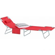 Adjustable Reclining Garden Bed Chair Red Folding Deck Chair, OGS35-R - Sobuy