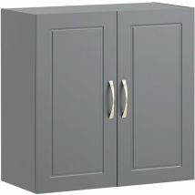 Sobuy - Mueble de Pared Armario suspendido con 2 Puertas Armario Colgante para Baño con Balda Ajustable Gris 60 x 30 x 60 cm FRG231-DG es