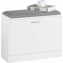 Sobuy - Banco Zapatero con 1 Solapa Banco de almacenamianto con cojín Acolchado de Asiento 60 x 24 x 47 cm FSR16-K-W es