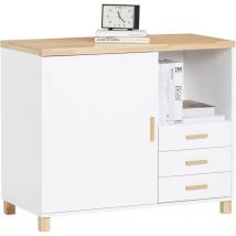 ASK07-WN Caisson de Bureau, Support Imprimante, Organiseur Bureau, Meuble de Rangement Bureau, Caisson de Rangement avec Tiroirs, – 90x45x75 cm