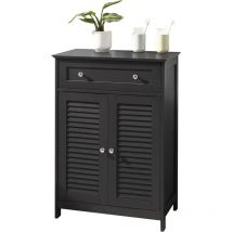 SoBuy FRG238-DG Badkommode mit Einer Schublade und Türen, Kommode Badschrank Sideboard Flurschrank, dunkelgrau BHT ca: 57x87x33cm