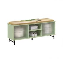 Banc de Rangement à Chaussure, Commode à Chaussure, Meuble Bas Entrée, Banquette Rembourré sur Pieds avec 2 Compartiments et 2 Portes Coulissantes en