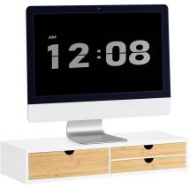 SoBuy BBF11-WN Monitor Bildschirm Ständer Monitorerhöhung Bildschirmerhöher Monitorständer mit 3 Schubladen BHT ca. 60x11x22cm