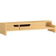 Sobuy - BBF12-N Monitorerhöhung Monitorständer Bildschirmständer Schreibtischaufsatz mit Fächern und 2 Schubladen Natur bht ca. 60x12x22cm