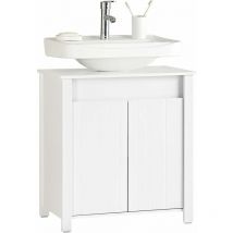 Sobuy - BZR101-W Meuble sous Lavabo de Salle de Bain, Meuble sous Évier, Meuble de Rangement Salle de Bain, Meuble Évier de Cuisine avec 2 Portes,