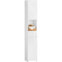 BZR109-W Hochschrank Badezimmer Schrank Badschrank schmal Badregal Badezimmerschrank Badezimmermöbel Weiß bht ca. 30x170x30cm - Sobuy
