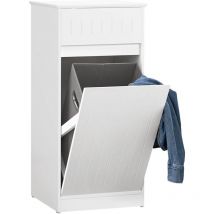 SoBuy BZR110-W Wäscheschrank mit ausklappbarem Wäschetruhe Wäschesammler mit einner Schublade Wäschekorb Badschrank Wäschesack Badezimmermöbel Weiß