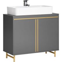 Sobuy - BZR129-HG Waschbeckenunterschrank Waschtischunterschrank Badezimmerschrank Waschtisch Unterschrank Badschrank Badmöbel Grau bht ca. 75x65x35cm