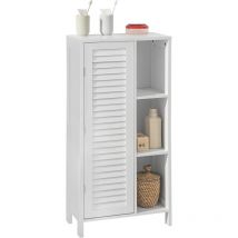 Sobuy - BZR39-W Badkommode Hochschrank Badschrank mit Lamellentür Kommode fürs Bad Badezimmerschrank Aufbewahrungsschrank weiß bht ca: 48x96x24cm