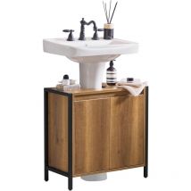 Sobuy - BZR63-II-PF Meuble de Salle de Bain sous Lavabo Housse Colonne Lavabo Meuble sous lavabo Meuble sous évier Anti-humidité, Style Industriel