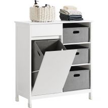 Sobuy - BZR77-W Wäscheschrank mit ausklappbarem Wäschesäcken Wäschesack Wäschetruhe Wäschekorb Badezimmerschrank Weiß bht ca.: 80x91x38cm