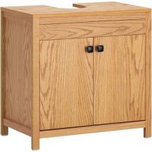 Sobuy - BZR98-N Meuble Sous-Lavabo, Meuble Sous-Vasque à 2 étages réglable et 2 Portes, Meuble de Rangement de Salle de Bain, Placard de Rangement