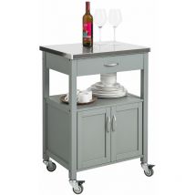 Carrito de Cocina con Ruedas Camarera con Tablero de Acero Inoxidable 60 x 92 x 44 cm Gris FKW22-HG Sobuy es