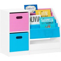 Sobuy - Children Kids Bookcase Toy Shelf Children Sling Bookshelf with 2 Fabric Boxes,KMB76-F