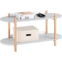Sobuy - tagère de Rangement, Bibliothèque à 2 Niveaux, Table d'appoint en Bois à 2 Étages, Étagère sur Pied, Table Console, Petite Table Basse pour