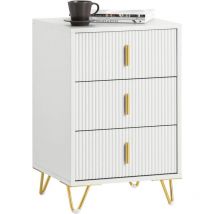 Sobuy - FBT115-L-W Nachttisch mit 3 Schubladen für Boxspringbett Sofatisch Beistelltisch Telefontisch Nachtschrank Nachtkommode weiß bht ca.