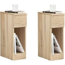Sobuy - FBT111-Nx2 Nachttisch 2er Set mit Schublade für Boxspringbett Sofatisch 2 stücke Beistelltisch schmal Telefontisch Nachtschrank Nachtkommode