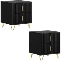 Sobuy - FBT115-SCHx2 Set de 2 Tables de Chevet avec 2 Tiroirs Tables de Nuit Bout de Canapé Tables d'appoint pour Salon, Chambre, Bureau, Noir,