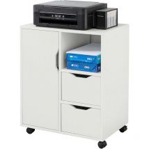 Sobuy - Filing Cabinet With Wheels and 1 Door 2 Drawers Storage Office Cabinet Printer Stand Side Table End Table,FBT105-W