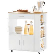 Sobuy - FKW113-WN Servierwagen Küchenwagen Kücheninsel Küchenschrank Rollwagen Küchentrolley Mikrowellenschrank Küchenrollwagen Weiß bht ca.: