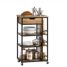 Camarera Carrito de Servir Multiusos con 1 Cajón 3 Estantes y Estantes Laterales 50 x 37 x 87 cm FKW99-N Sobuy es