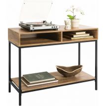 FSB41-F Table Console Table d'Entrée Bout de Canapé Table d'Appoint Buffet avec 2 Compartiments étagère – L100 x P40 x H80 cm, Cadre en Acier, Style
