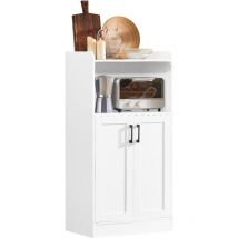 FSB47-W Desserte Micro-ondes Meuble de Cuisine Buffet Commode Armoire à Micro-ondes Placard 2 portes, 1 Compartiment Ouvert avec Passe-câble, Blanc
