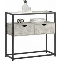 FSB54-HG Table Console, Table d'Entrée, Meuble d'Entrée, Bout de Canapé, Table Décorative, Buffet, Table d'Appoint avec 2 Tiroirs, Surface en Verre
