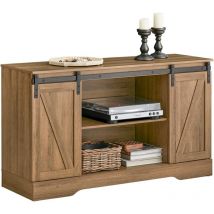 SoBuy FSB60-BR Sideboard mit Schiebetüren Kommode Schrank Küchenschrank Flurschrank Beistellschrank Lowboard TV-Schrank BHT ca.: 120x70x40cm