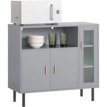 SoBuy FSB82-HG Küchenschrank Mikrowellenschrank Sideboard mit Türen Kommode Schrank Flurschrank Buffet Aufbewahrungsschrank hellgrau BHT ca.: