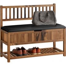 SoBuy FSR150-N Schuhbank Truhenbank Sitzbank mit Lehne Schuhregal Garderobenbank Dielenbank Bettbank Schuhtruhe Sitzkommode BHT ca. 90x75x35cm