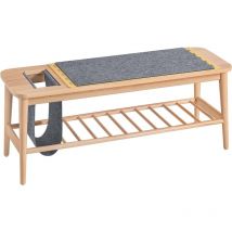 HFSR02-N Banc à Chaussures Banc de Rangement Bout de Lit Banc à Plancher Étagère à Chaussures avec porte-revues, Meuble de Rangement pour Entrée,