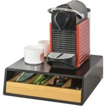 Sobuy - FRG280-SCH Design Kaffeekapsel Box Kapselspender Schubladenbox zur Aufbewahrung von Kaffeekapseln, Teebeuteln Kapselständer, Bambus mit